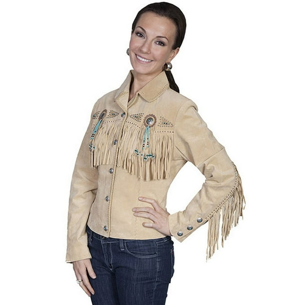 Scully Womens Fringe Suede Leather Jacket 